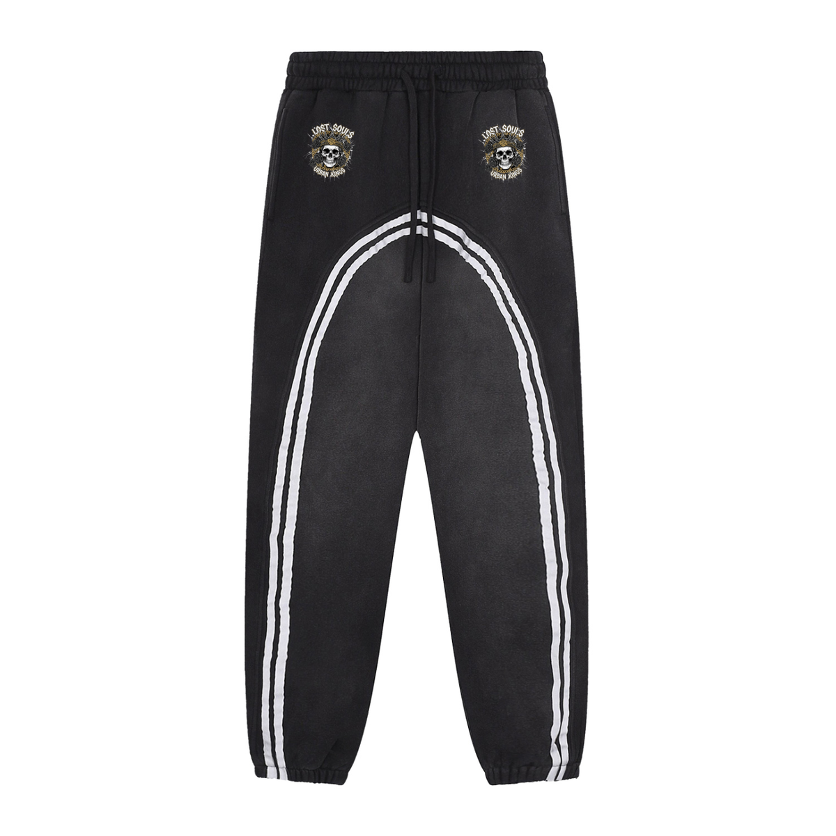 Men's Sun Fade Contrast Tape Fleece Jogged Urban Sweatpants