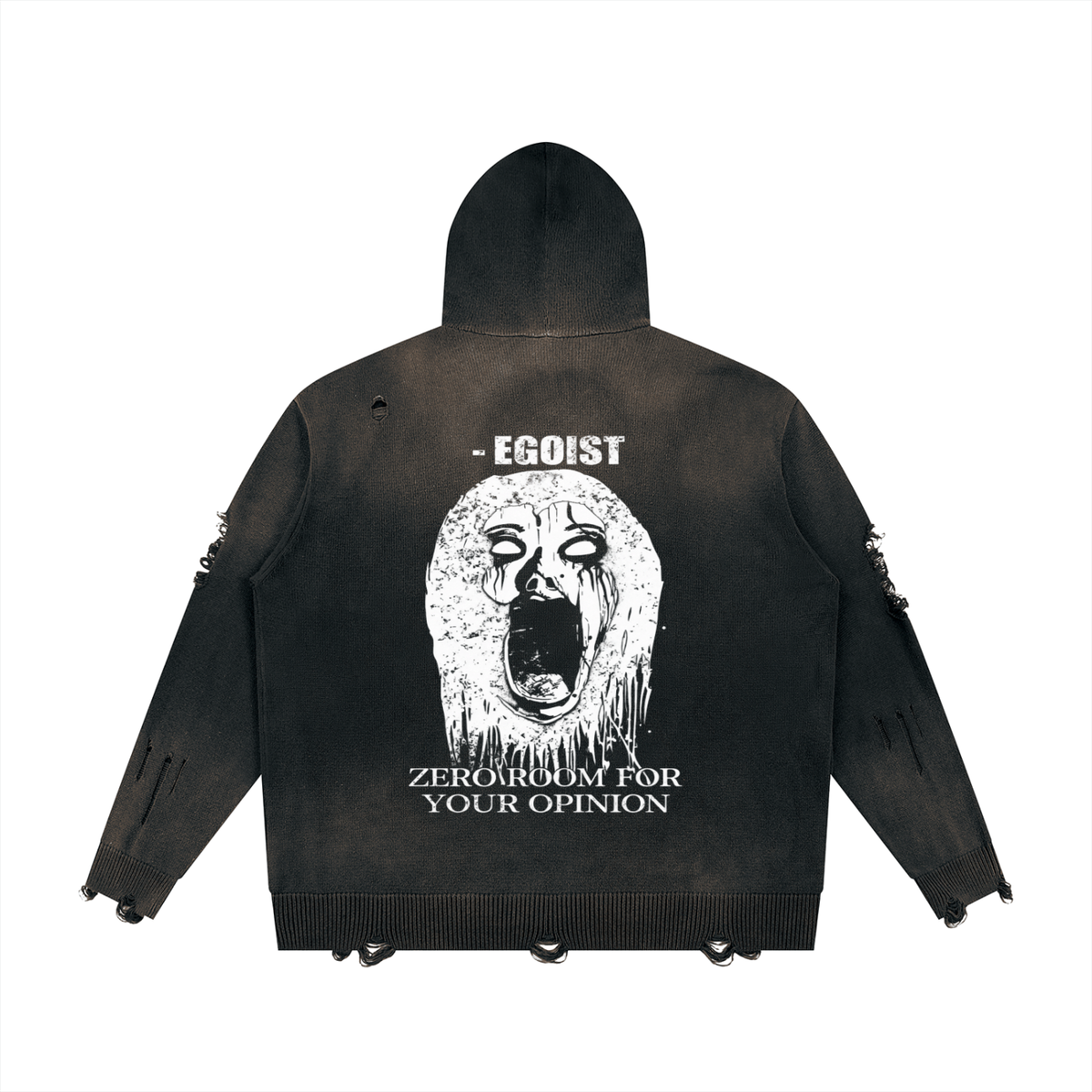 Unisex Distressed Full Zip Sweater