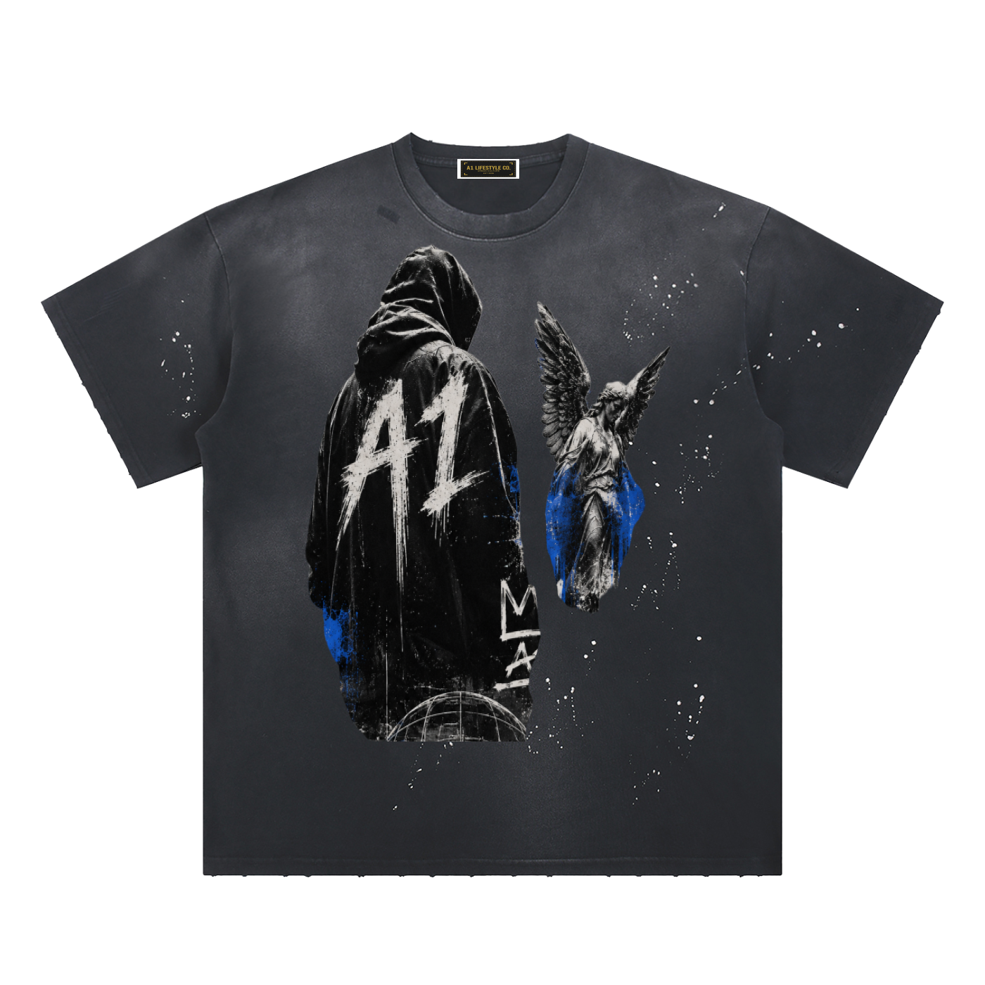 A1 Lifestyle Co. Hand-Frayed Sunfade Paint Splatter T-Shirt