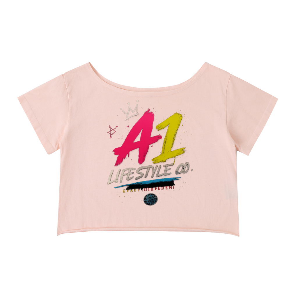 Women's A1 Lifestyle Co. Off-Shoulder Rolled Hem Cotton T-Shirt