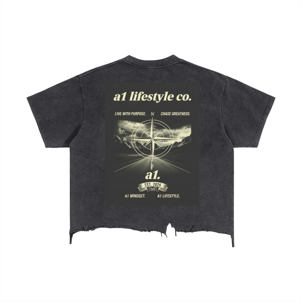 A1 Lifestyle Co. Vintage Wash Boxy Distressed Hem T-Shirt