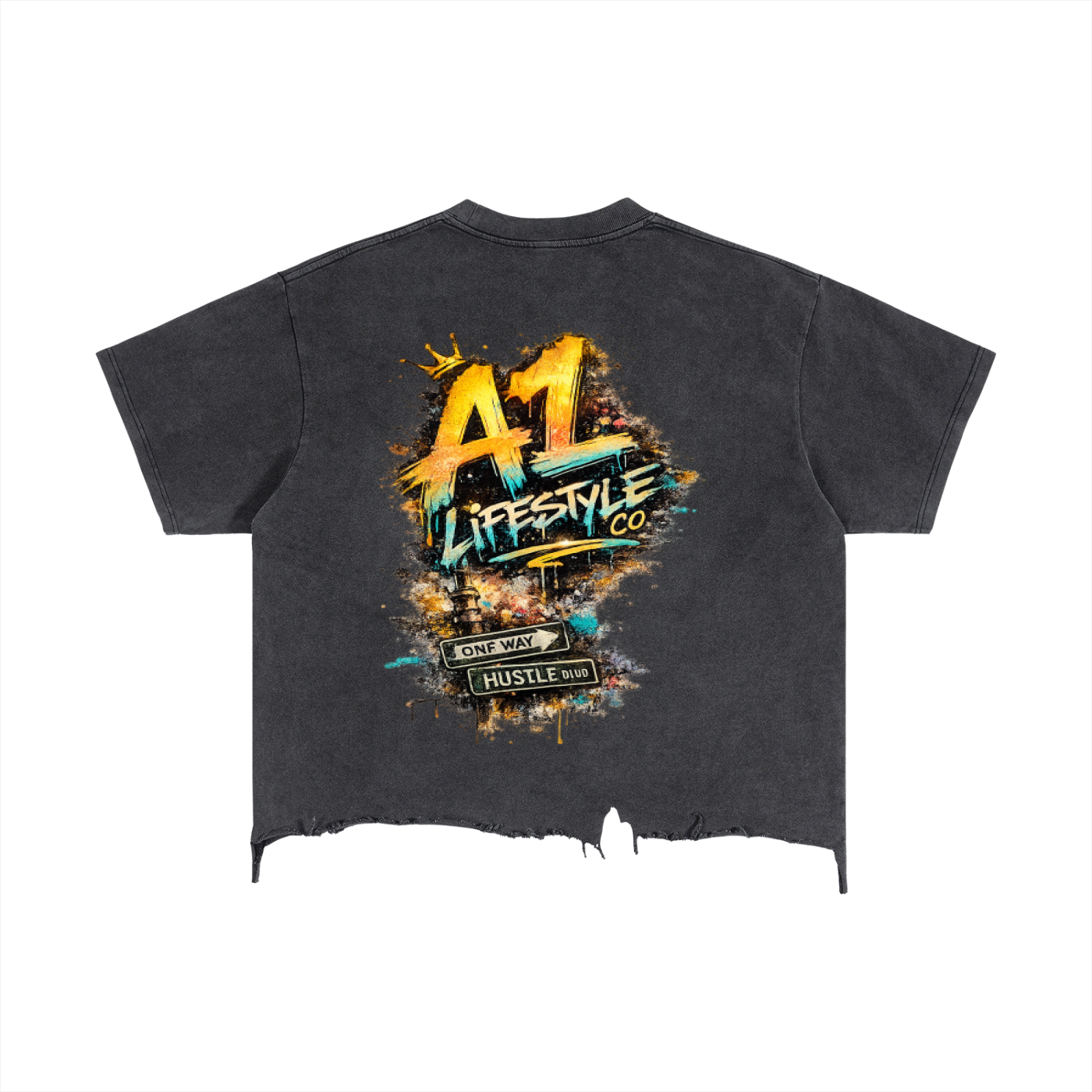 A1 Lifestyle Co. Vintage Wash Boxy Distressed Hem T-Shirt