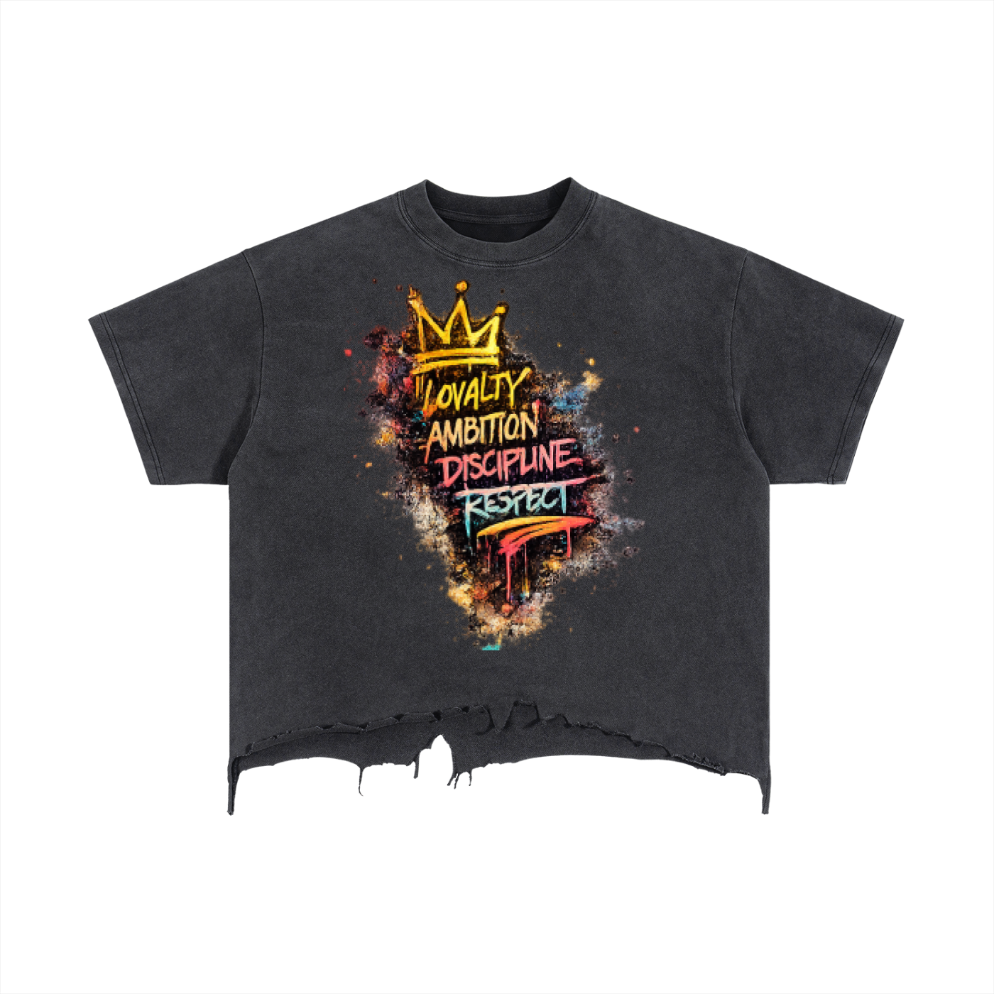 A1 Lifestyle Co. Vintage Wash Boxy Distressed Hem T-Shirt