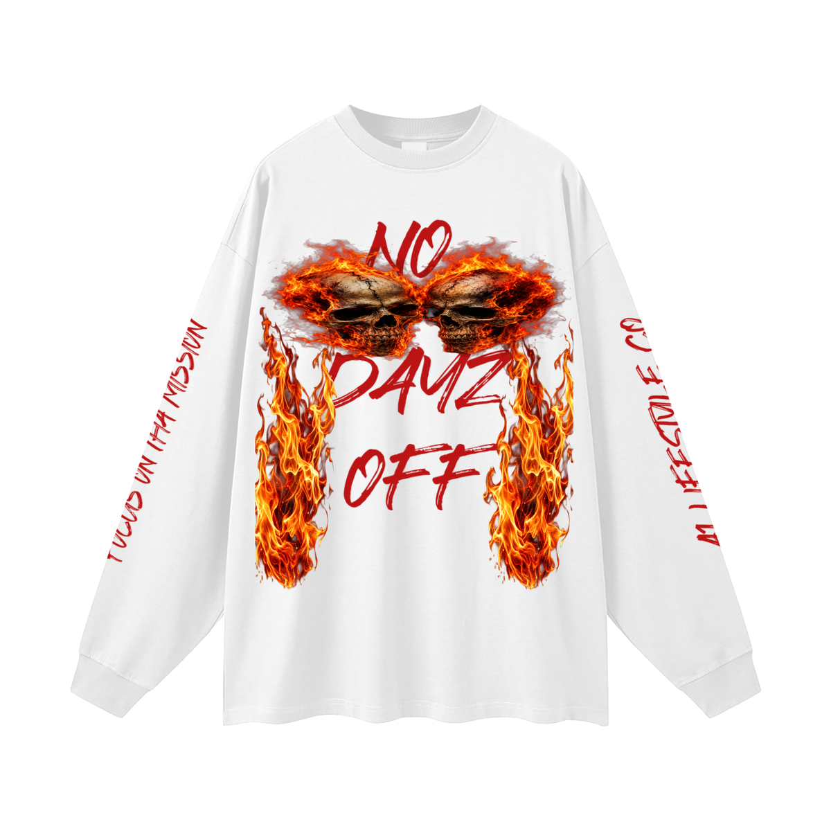 Oversized Unisex Long Sleeve T-Shirt skull head No Dayz off