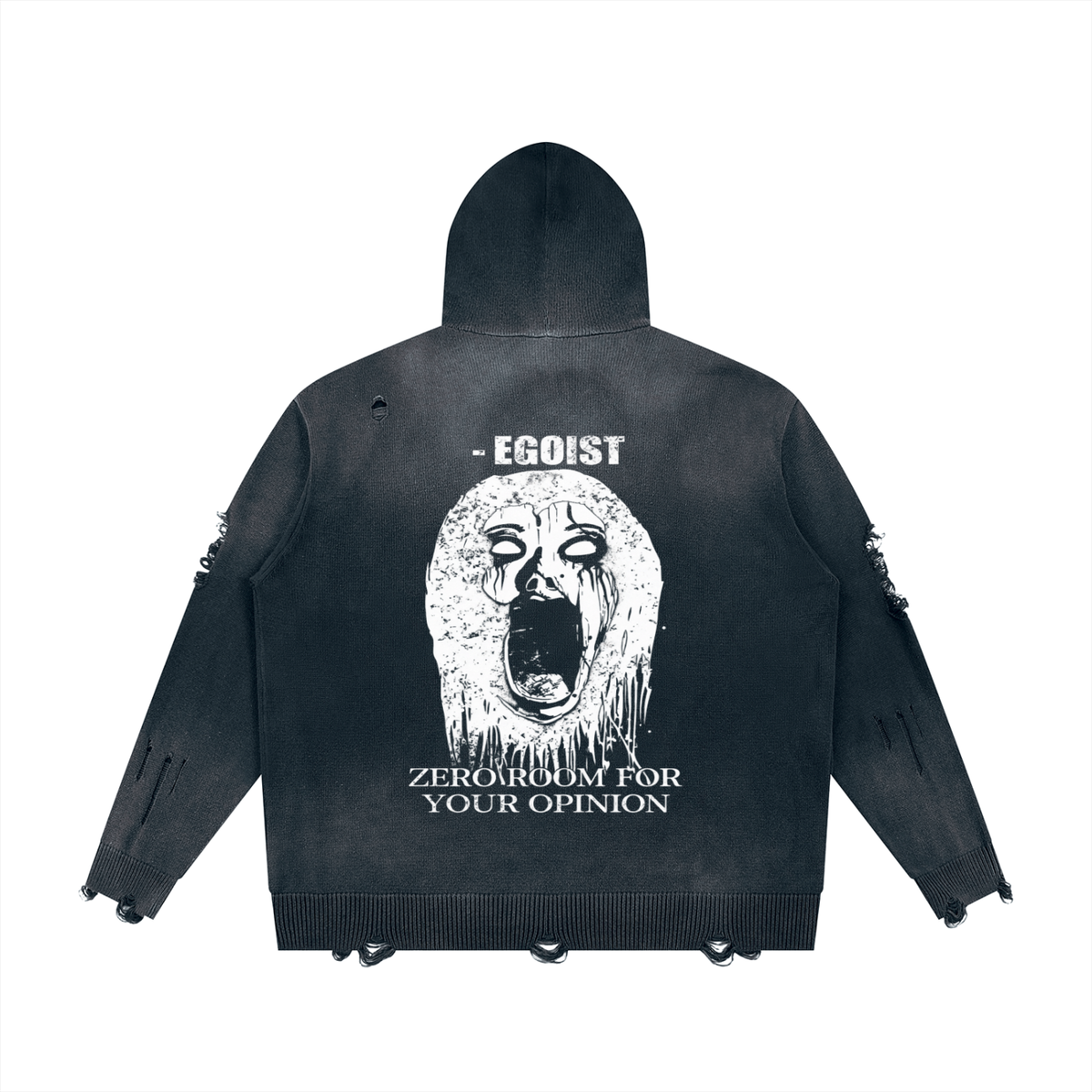 Unisex Distressed Full Zip Sweater