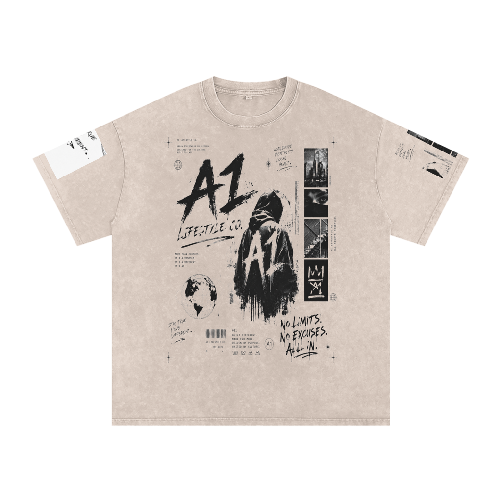 A1 Lifestyle Co. Snow Washed Oversized Cotton T-Shirt