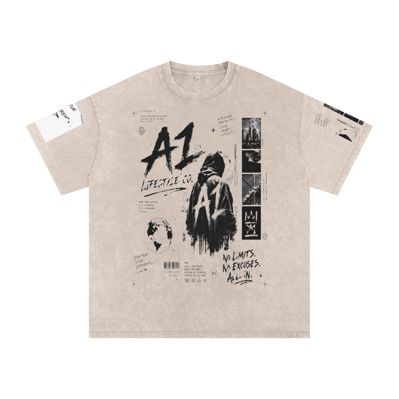 A1 Lifestyle Co. Snow Washed Oversized Cotton T-Shirt